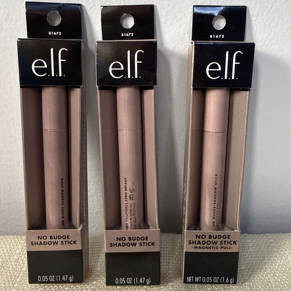 Lot Of 3 New ELF No Budge Shadow Stick, Smudge-Proof Eyeshadow Magnetic Pull
